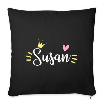 Susan Name Krone - Sofakissenbezug 45 x 45 cm - Schwarz - Vorne