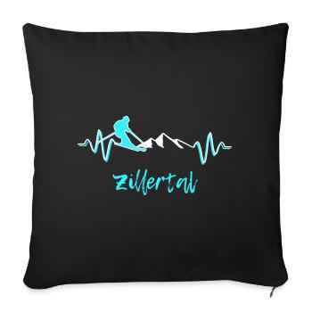 Skifahren Zillertal - Sofakissenbezug 45 x 45 cm - Schwarz - Vorne