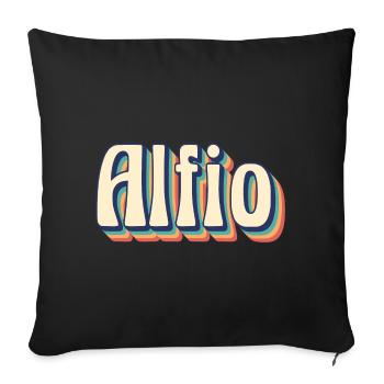 Idée cadeau t-shirt rétro vintage Alfio - Housse de coussin décorative 45 x 45 cm - noir - Devant