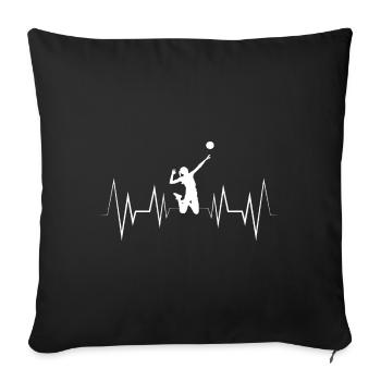Heartbeat Volleyball Silhouette - Sofa pillowcase 17,3'' x 17,3'' (45 x 45 cm) - black - Front