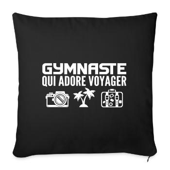 Voyageurs & Gymnastes : Passion & Découverte - Housse de coussin décorative 45 x 45 cm - noir - Devant