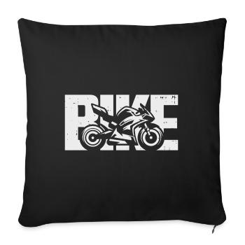 Moto, course, moto, motard, motocycliste - Housse de coussin décorative 45 x 45 cm - noir - Devant