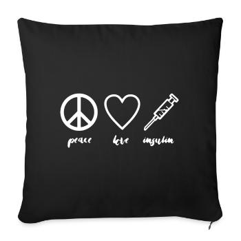 Diabetes Peace Love Insulin - Sofa pillowcase 17,3'' x 17,3'' (45 x 45 cm) - black - Front