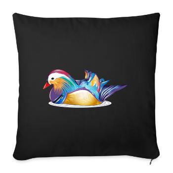 Colourful mandarin duck on the water – colourful elegance - Sofa pillowcase 17,3'' x 17,3'' (45 x 45 cm) - black - Front