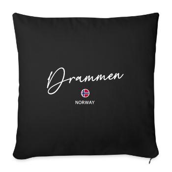 Drammen - Norway Flag Lettering - Norge - Norwegen - Sofa pillowcase 17,3'' x 17,3'' (45 x 45 cm) - black - Front