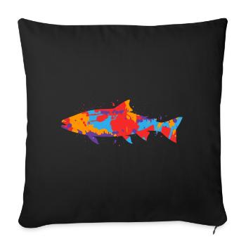 Forellen Angeln bunt Forellenangler Angler Forelle - Sofakissenbezug 45 x 45 cm - Schwarz - Vorne