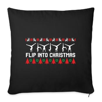 Gymnastique Noël Gymnastique féminine - Noël - Housse de coussin décorative 45 x 45 cm - noir - Devant