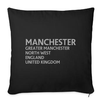 Manchester – Angleterre Lyrique - Housse de coussin décorative 45 x 45 cm - noir - Devant