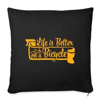 La vie est meilleure à vélo. Cyclisme Sport - Housse de coussin décorative 45 x 45 cm - noir - Devant