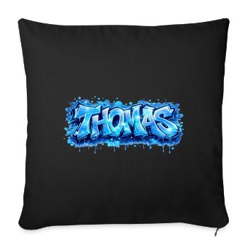 Graffiti   Thomas Prénom cadeau idéal imprimable  - Housse de coussin décorative 45 x 45 cm - noir - Devant