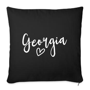 Georgia Heart Women’s Love Georgia - Housse de coussin décorative 45 x 45 cm - noir - Devant