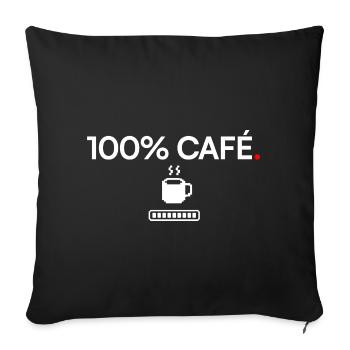 100% COFFEE | Coffee Humor - Sofa pillowcase 17,3'' x 17,3'' (45 x 45 cm) - black - Front