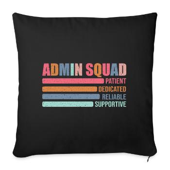 Escouade Administrative : cadeau de l’équipe rétro de bureau colorée - Housse de coussin décorative 45 x 45 cm - noir - Devant