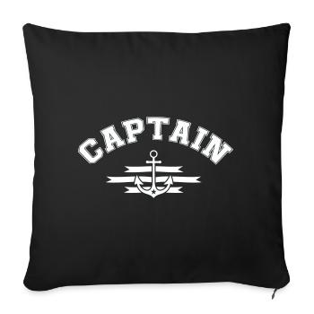 Emblème de l’ancre du capitaine - Housse de coussin décorative 45 x 45 cm - noir - Devant