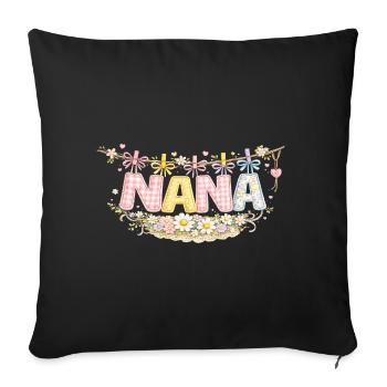 Nana Flowers and Pastel | Original Granny Gift - Sofa pillowcase 17,3'' x 17,3'' (45 x 45 cm) - black - Front