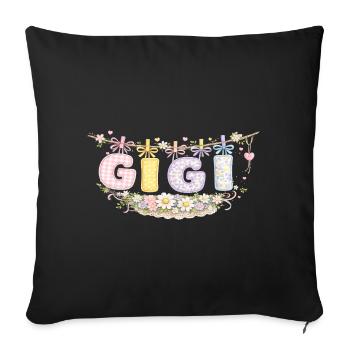 Gigi Fleurs et Pastel | Cadeau Mamie Adorée - Housse de coussin décorative 45 x 45 cm - noir - Devant