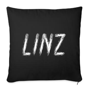 Linz Austria - Brush Stroke City Typography - Housse de coussin décorative 45 x 45 cm - noir - Devant