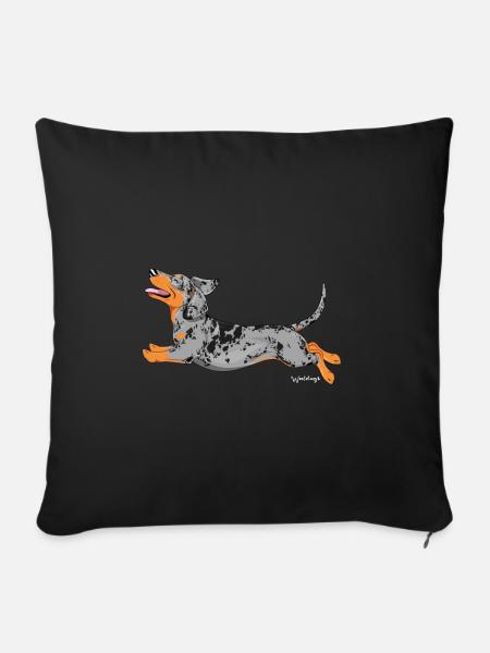 Dackel glatt 5 - Sofakissenbezug 45 x 45 cm - Schwarz