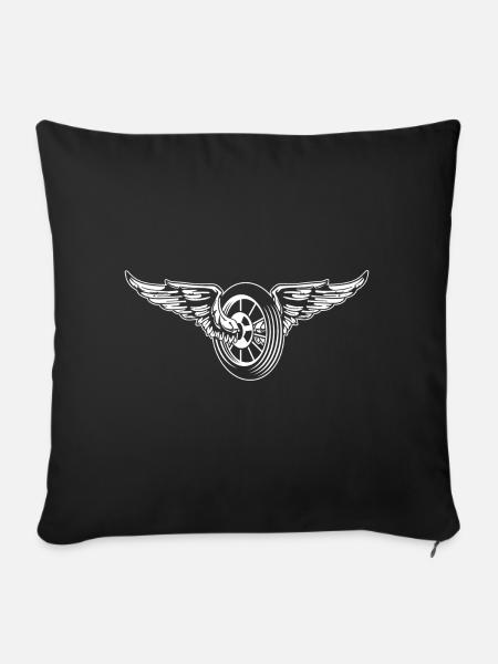 Motorcycle / Moped Wheel / Angel Wheel 01_weiß - Sofa pillowcase 17,3'' x 17,3'' (45 x 45 cm) - black