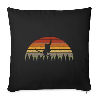 Sunset Snowboarder in Pines Retro Tee - Sofa pillowcase 17,3'' x 17,3'' (45 x 45 cm) - black - Front