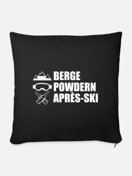 Berge Powdern Après-Ski - Sofakissenbezug 45 x 45 cm - Schwarz