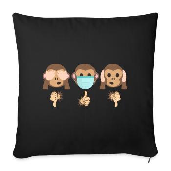 3 singes de mode (édition à deux ignorants) - Housse de coussin décorative 45 x 45 cm - noir - Devant