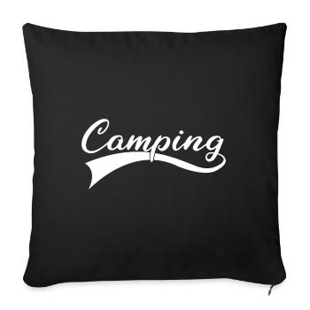 Lettrage Camping d’aventure - Housse de coussin décorative 45 x 45 cm - noir - Devant