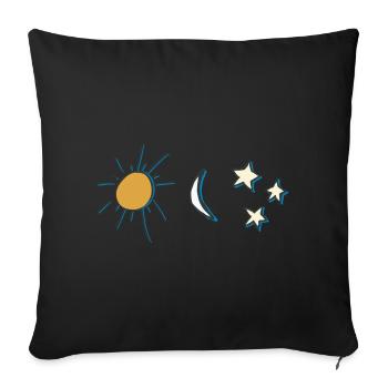 Sun, Moon and Stars - Sofa pillowcase 17,3'' x 17,3'' (45 x 45 cm) - black - Front