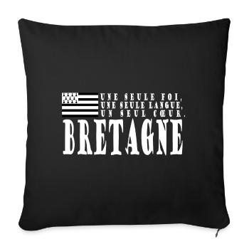 Gift idea Brittany. Proverb and Breton flag - Sofa pillowcase 17,3'' x 17,3'' (45 x 45 cm) - black - Front
