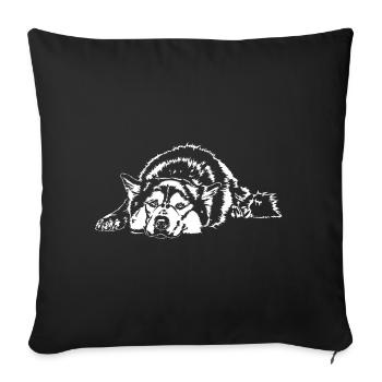 SIBERIAN HUSKY lustiger Hund Hunde Wilsigns - Sofakissenbezug 45 x 45 cm - Schwarz - Vorne