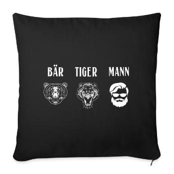 Bär Tiger Mann Bärtiger Mann - Sofakissenbezug 45 x 45 cm - Schwarz - Vorne