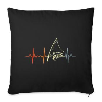 Vintage Angler Heartbeat - Sofa pillowcase 17,3'' x 17,3'' (45 x 45 cm) - black - Front