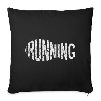 Rugged Run Distressed Wordmark Sneaker FootPrint - Sofa pillowcase 17,3'' x 17,3'' (45 x 45 cm) - black - Front