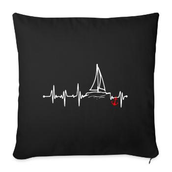 SEGELN - Heartbeat - Wassersport - Sofakissenbezug 45 x 45 cm - Schwarz - Vorne