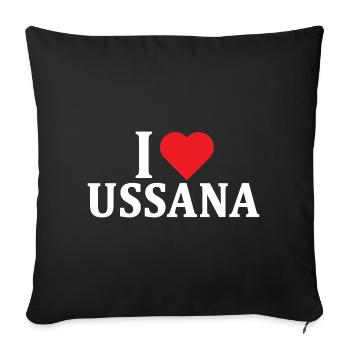t-shirt Io amo Ussana t-shirt Sardegna - Sofa pillowcase 17,3'' x 17,3'' (45 x 45 cm) - black - Front