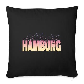 Hambourg Allemagne City Font Birds Skyline - Housse de coussin décorative 45 x 45 cm - noir - Devant