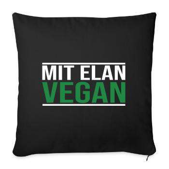 Mit Elan Vegan - Veganer Spruch - Sofakissenbezug 45 x 45 cm - Schwarz - Vorne