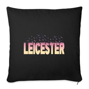 Leicester Angleterre Uk City Font Birds Skyline - Housse de coussin décorative 45 x 45 cm - noir - Devant