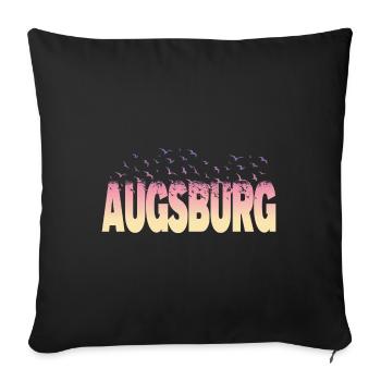 Augsburg Deutschland Stadt Schrift Vögel Skyline - Sofakissenbezug 45 x 45 cm - Schwarz - Vorne