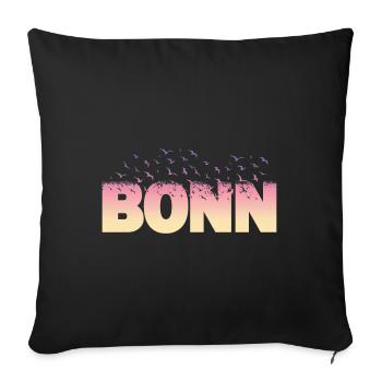 Bonn Deutschland Stadt Schrift Vögel Skyline - Sofakissenbezug 45 x 45 cm - Schwarz - Vorne