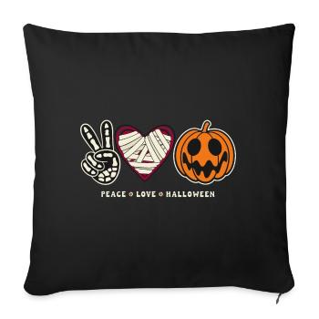 Halloween Paix Amour Halloween Citrouille Squelette - Housse de coussin décorative 45 x 45 cm - noir - Devant
