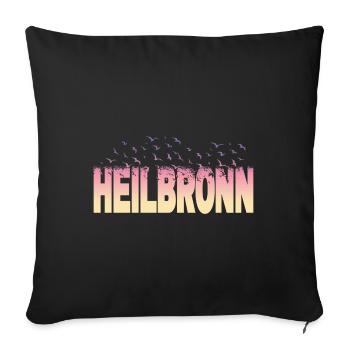 Heilbronn Allemagne Ville Police Oiseaux Skyline - Housse de coussin décorative 45 x 45 cm - noir - Devant