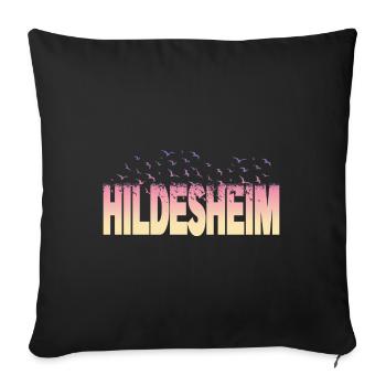 Hildesheim Allemagne Ville Police Oiseaux Skyline - Housse de coussin décorative 45 x 45 cm - noir - Devant