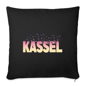 Kassel Germany City Font Birds Skyline - Sofa pillowcase 17,3'' x 17,3'' (45 x 45 cm) - black - Front
