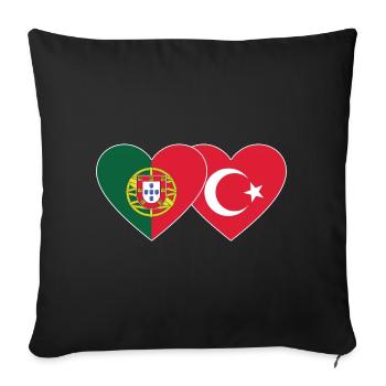Portugal Turquie Flag Coeur - Housse de coussin décorative 45 x 45 cm - noir - Devant