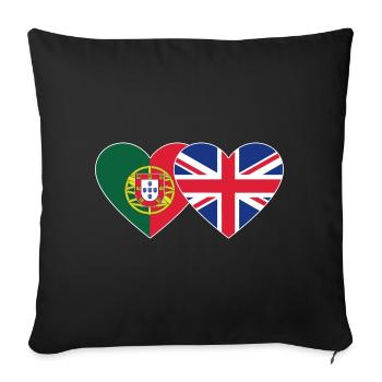 Portugal England Flag Heart - Sofa pillowcase 17,3'' x 17,3'' (45 x 45 cm) - black - Front