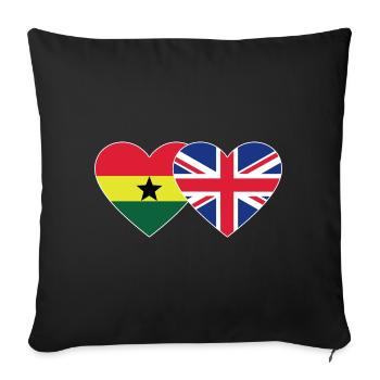Ghana England Flagge Herz - Sofakissenbezug 45 x 45 cm - Schwarz - Vorne