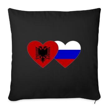 Albania Russia Flag Heart - Sofa pillowcase 17,3'' x 17,3'' (45 x 45 cm) - black - Front