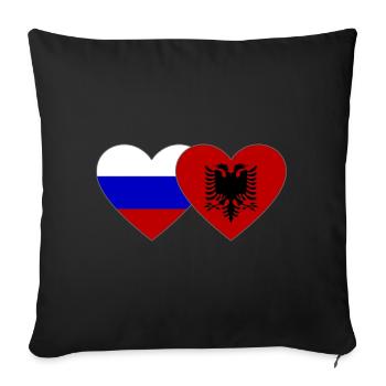 Russia Albania Flag Heart - Sofa pillowcase 17,3'' x 17,3'' (45 x 45 cm) - black - Front