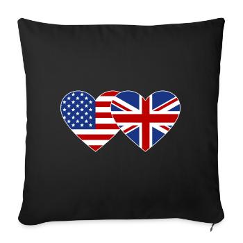 USA England Flagge Herz - Sofakissenbezug 45 x 45 cm - Schwarz - Vorne